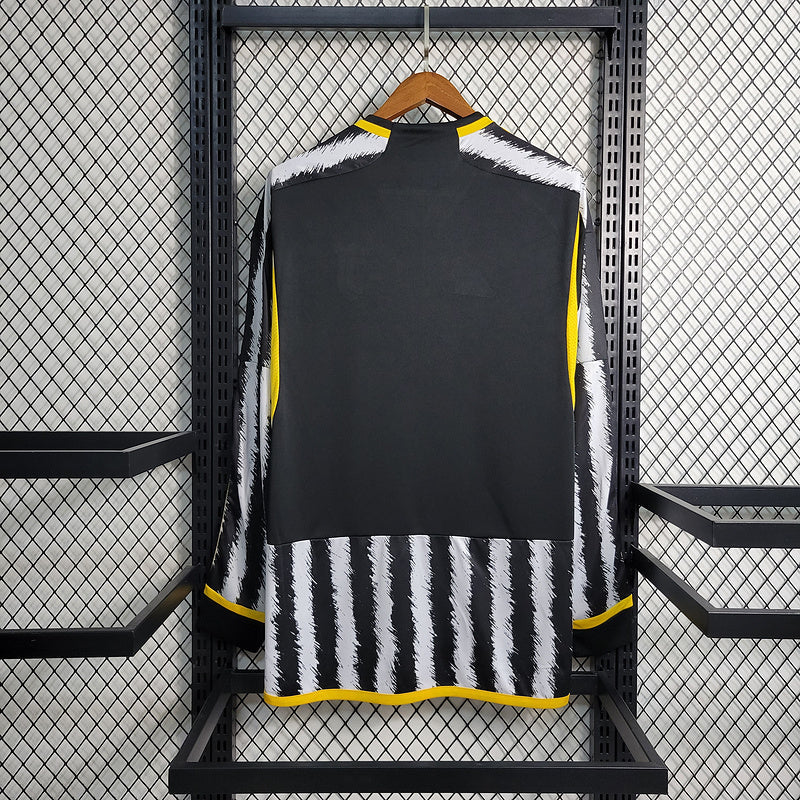CAMISA MANGA LONGA DO JUVENTUS  23/24 BRANCO, PRETO E AMARELO