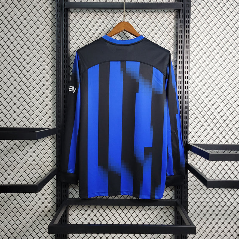 CAMISA MANGA LONGA DO INTER DE MILAN  23/24 AZUL E PRETO