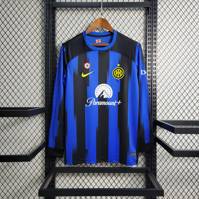 CAMISA MANGA LONGA DO INTER DE MILAN  23/24 AZUL E PRETO