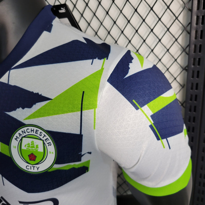 CAMISA VERSÃO PLAYER DO MANCHESTER CITY 23/24 BRANCO EDIÇÃO ESPECIAL