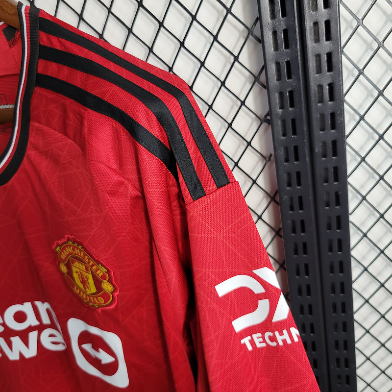 CAMISA MANGA LONGA DO MANCHESTER UNITED 23/24 VERMELHO