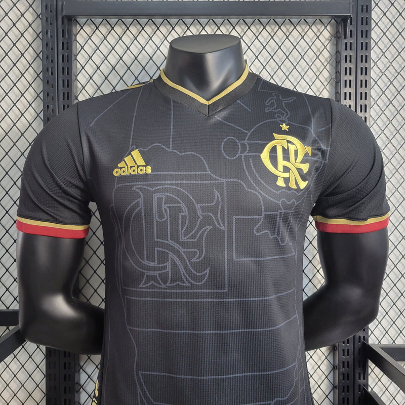 CAMISA VERSÃO PLAYER DO FLAMENGO 22/23 PRETO E DOURADO