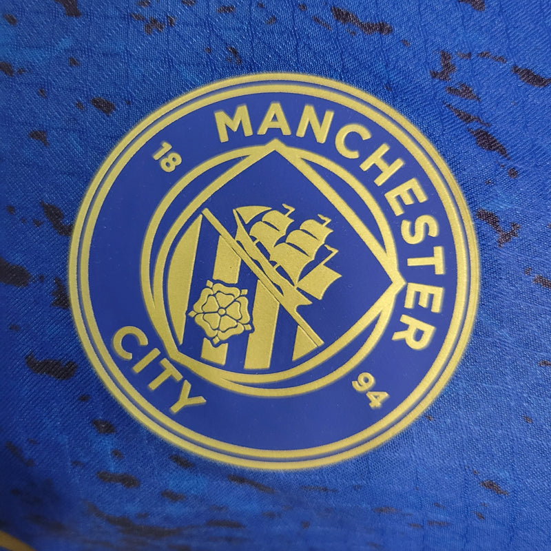 CAMISA VERSÃO PLAYER DO MANCHESTER CITY 23/24 AZUL EDIÇÃO ESPECIAL