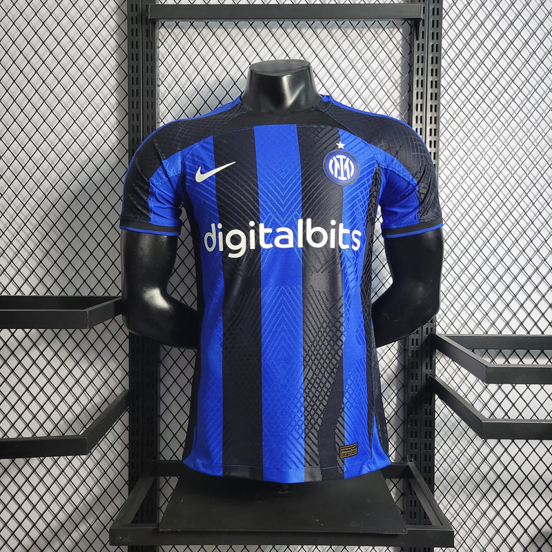 CAMISA VERSÃO PLAYER DO INTER DE MILÃO 22/23 AZUL E PRETO